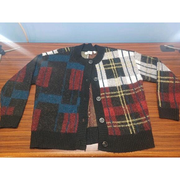Anthropologie RD Style Conscious Multicolor Plaid Cardigan Sweater Size Large - Picture 1 of 8